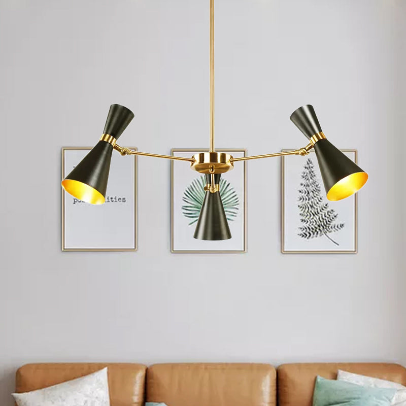 Modern Flared Iron Chandelier Pendant 3/6/8 Lights Ceiling Light in Black for Living Room Clearhalo 'Ceiling Lights' 'Chandeliers' 'Modern Chandeliers' 'Modern' Lighting' 1434129