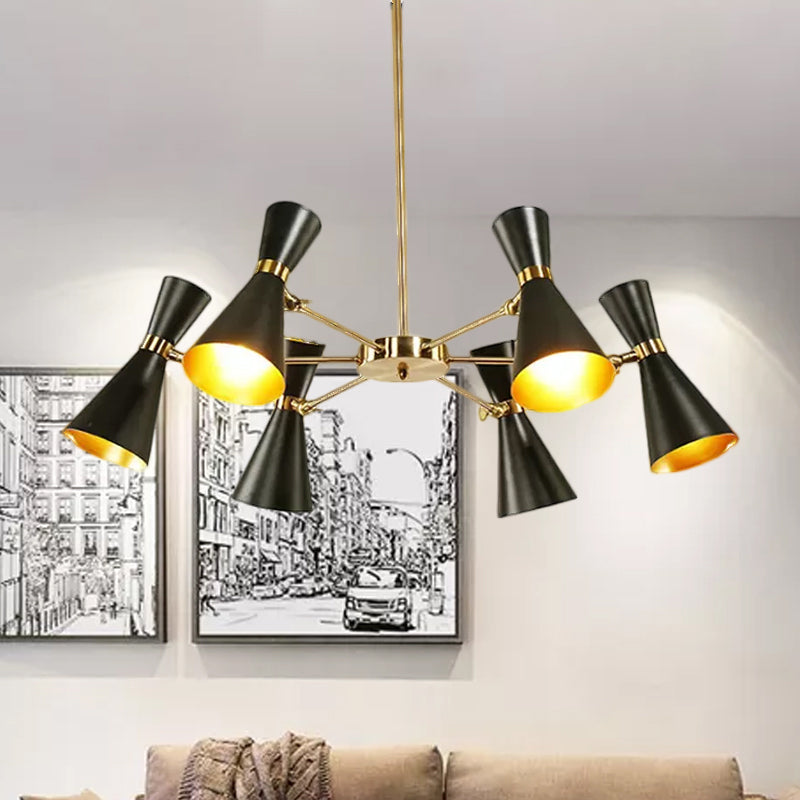 Modern Flared Iron Chandelier Pendant 3/6/8 Lights Ceiling Light in Black for Living Room Clearhalo 'Ceiling Lights' 'Chandeliers' 'Modern Chandeliers' 'Modern' Lighting' 1434130