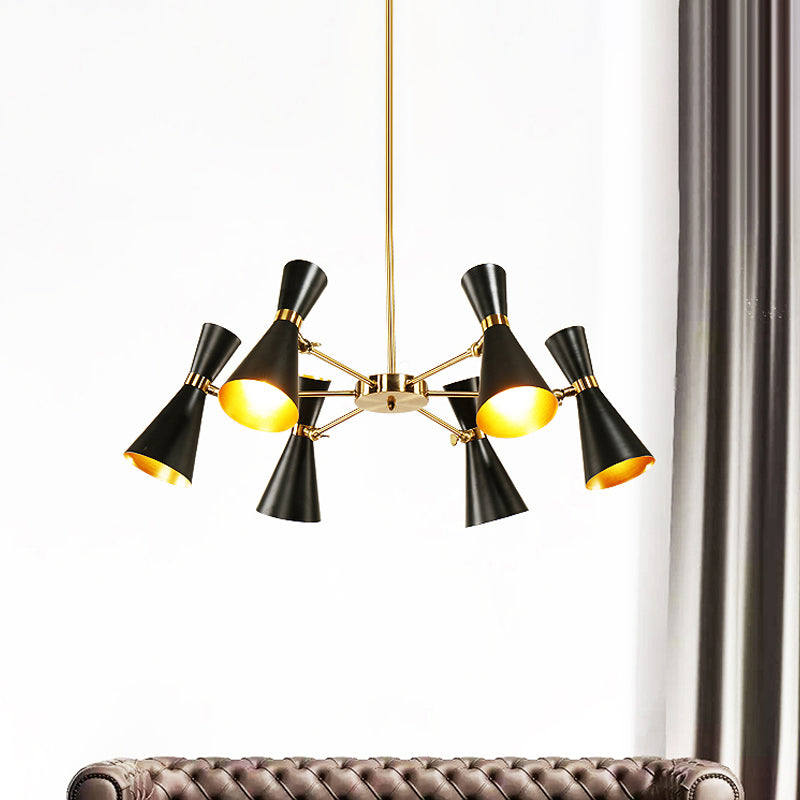 Modern Flared Iron Chandelier Pendant 3/6/8 Lights Ceiling Light in Black for Living Room Clearhalo 'Ceiling Lights' 'Chandeliers' 'Modern Chandeliers' 'Modern' Lighting' 1434131