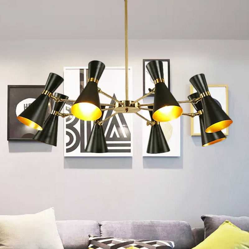 Modern Flared Iron Chandelier Pendant 3/6/8 Lights Ceiling Light in Black for Living Room Clearhalo 'Ceiling Lights' 'Chandeliers' 'Modern Chandeliers' 'Modern' Lighting' 1434132