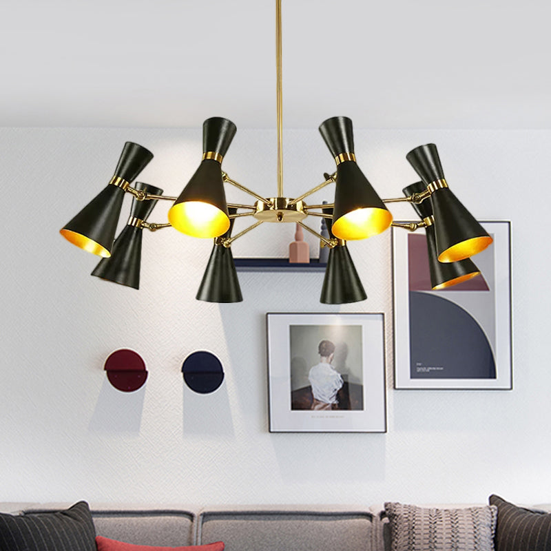 Modern Flared Iron Chandelier Pendant 3/6/8 Lights Ceiling Light in Black for Living Room Clearhalo 'Ceiling Lights' 'Chandeliers' 'Modern Chandeliers' 'Modern' Lighting' 1434133