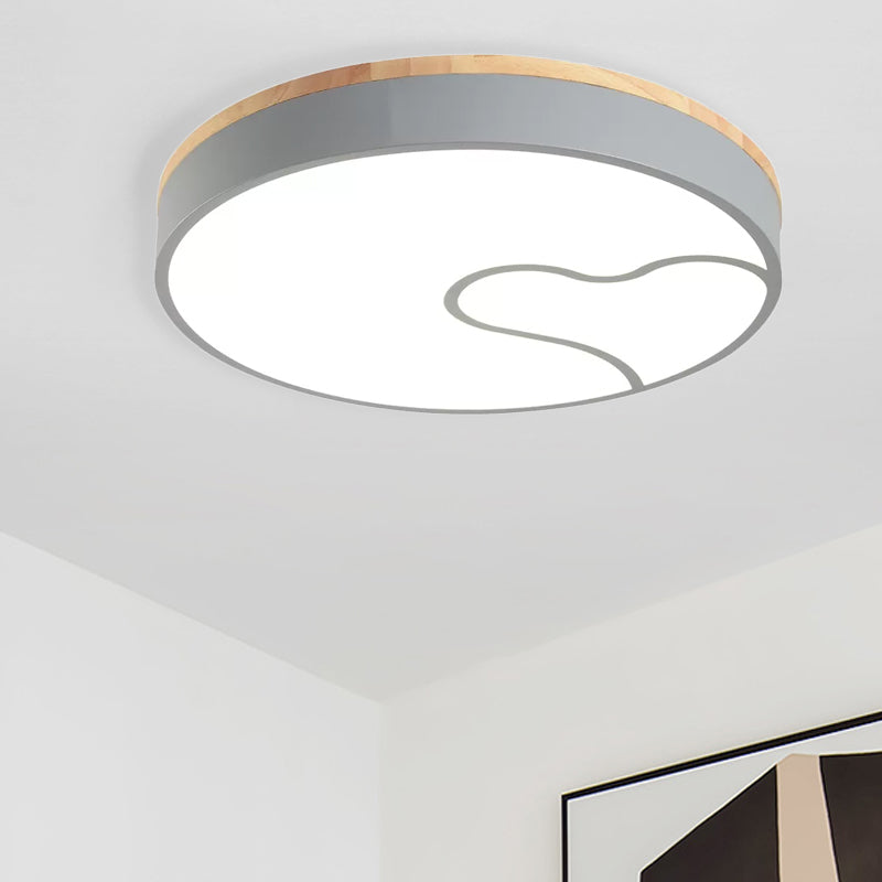 Led Nordic Flush Light with Metal Round Shade Green/Grey/White Ceiling Flush Lamp in Warm/White Clearhalo 'Ceiling Lights' 'Close To Ceiling Lights' 'Close to ceiling' 'Flush mount' Lighting' 1434139