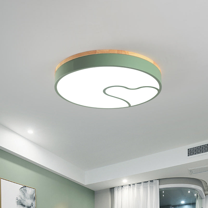 Led Nordic Flush Light with Metal Round Shade Green/Grey/White Ceiling Flush Lamp in Warm/White Clearhalo 'Ceiling Lights' 'Close To Ceiling Lights' 'Close to ceiling' 'Flush mount' Lighting' 1434140