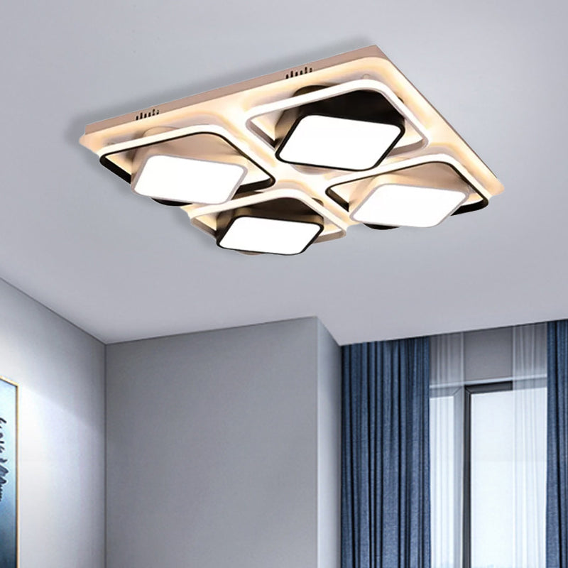 Black and White Cube Flushmount Light Modern Simple Led Indoor Flush Mount Ceiling Light in Third Gear, 27.5"/41" W Clearhalo 'Ceiling Lights' 'Close To Ceiling Lights' 'Close to ceiling' 'Flush mount' Lighting' 1434175