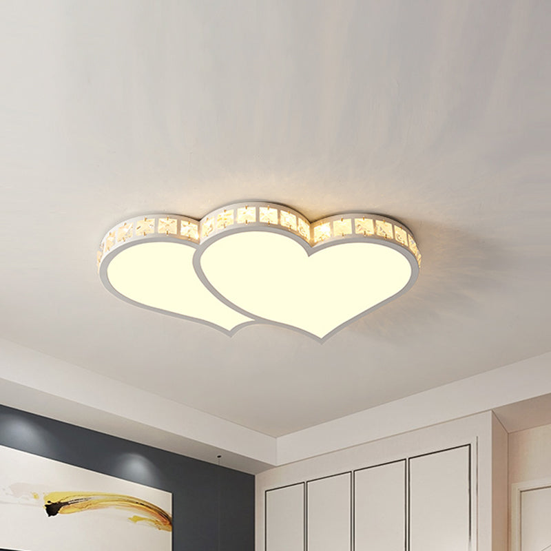 Modern Heart Flushmount with Crystal Accents and Frosted Diffuser Black/Gold Led Flush Ceiling Light in 3 Color/White Clearhalo 'Ceiling Lights' 'Close To Ceiling Lights' 'Close to ceiling' 'Flush mount' Lighting' 1434179