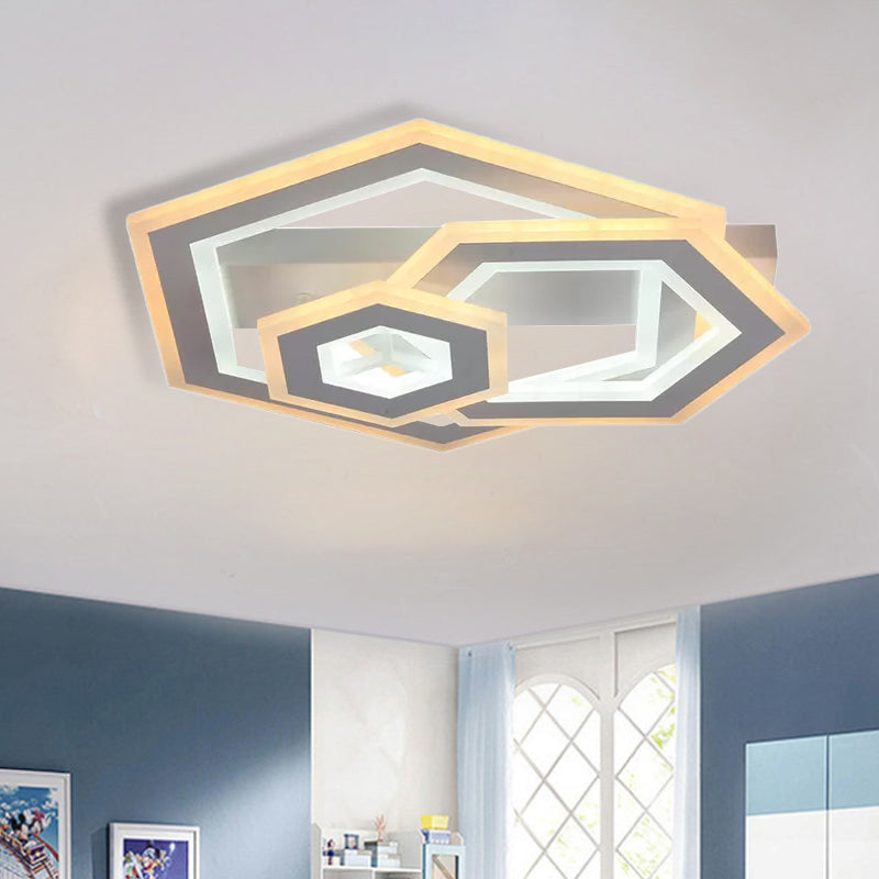 Metal Geometric Flush Ceiling Light Matte White Led Modern Flushmount Lighting in Warm/White Clearhalo 'Ceiling Lights' 'Close To Ceiling Lights' 'Close to ceiling' 'Semi-flushmount' Lighting' 1434227