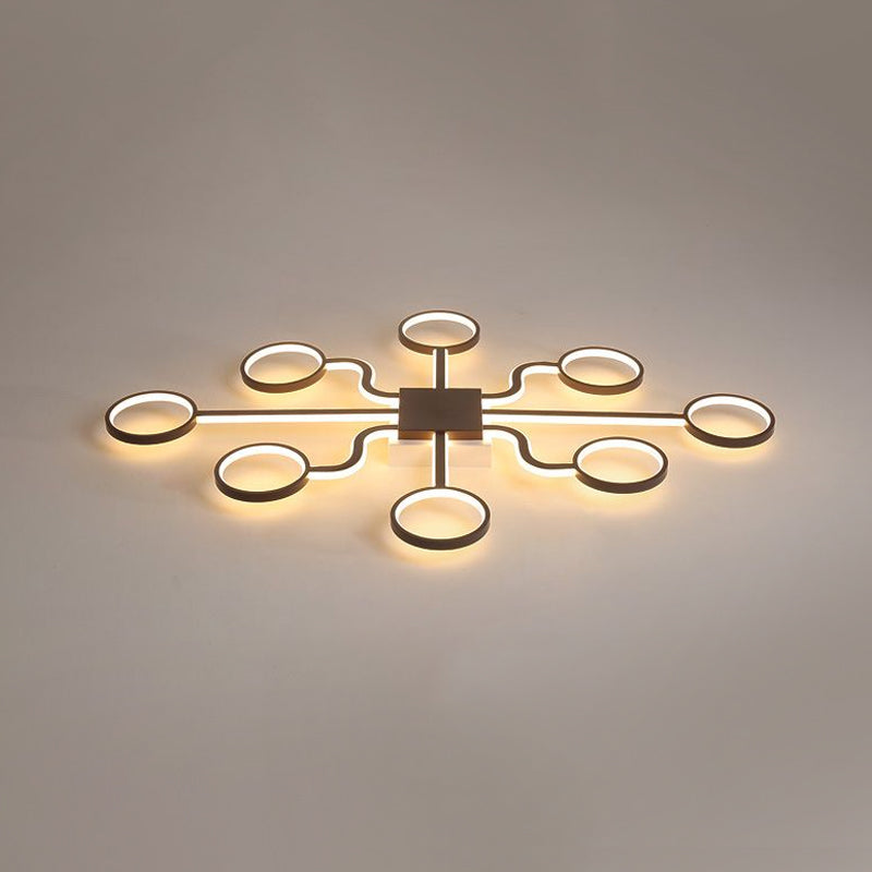 Sputnik Flush Ceiling Light with Ring Shade 4/6/8 Heads Nordic Iron Ceiling Flush Mount Light in Black Clearhalo 'Ceiling Lights' 'Close To Ceiling Lights' 'Close to ceiling' 'Semi-flushmount' Lighting' 1434233