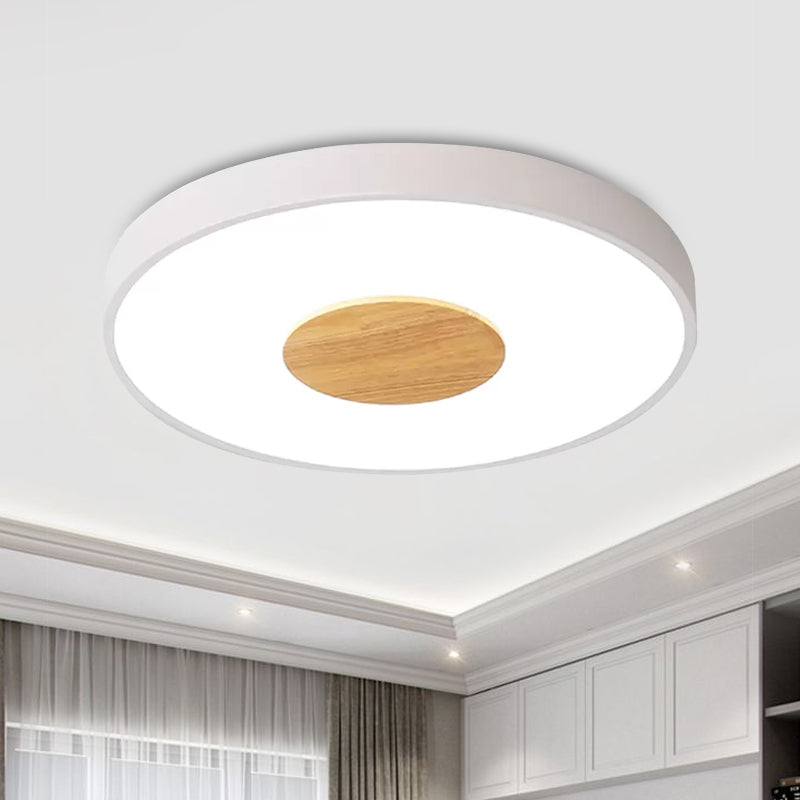 Circular Flush Ceiling Mount Light Nordic Metal Black/Gray/White LED Bedroom Ceiling Mount Flush with Acrylic Diffuser, 12"/16"/19.5" Dia Clearhalo 'Ceiling Lights' 'Close To Ceiling Lights' 'Close to ceiling' 'Flush mount' Lighting' 1434244