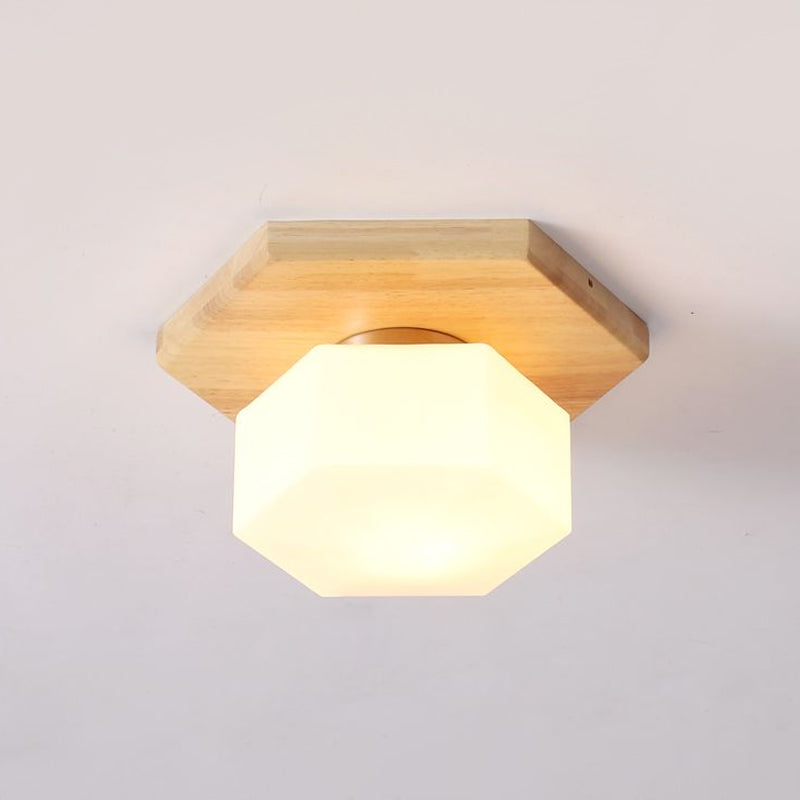 Geometric Flush Lighting Nordic Style Frosted Glass 1 Light Foyer Flush Mount Light Clearhalo 'Ceiling Lights' 'Close To Ceiling Lights' 'Close to ceiling' 'Flush mount' Lighting' 1434247