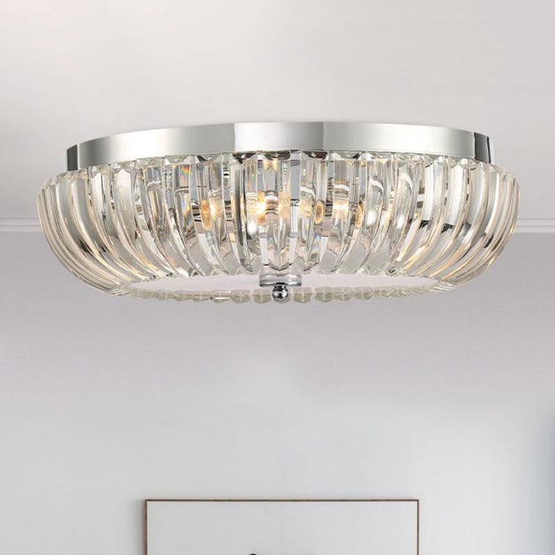 Modern Round Flush Mount Light Clear Crystal Shade 3/4 Lights 16"/19.5" W Chrome Ceiling Flushmount Clearhalo 'Ceiling Lights' 'Close To Ceiling Lights' 'Close to ceiling' 'Flush mount' Lighting' 1434254