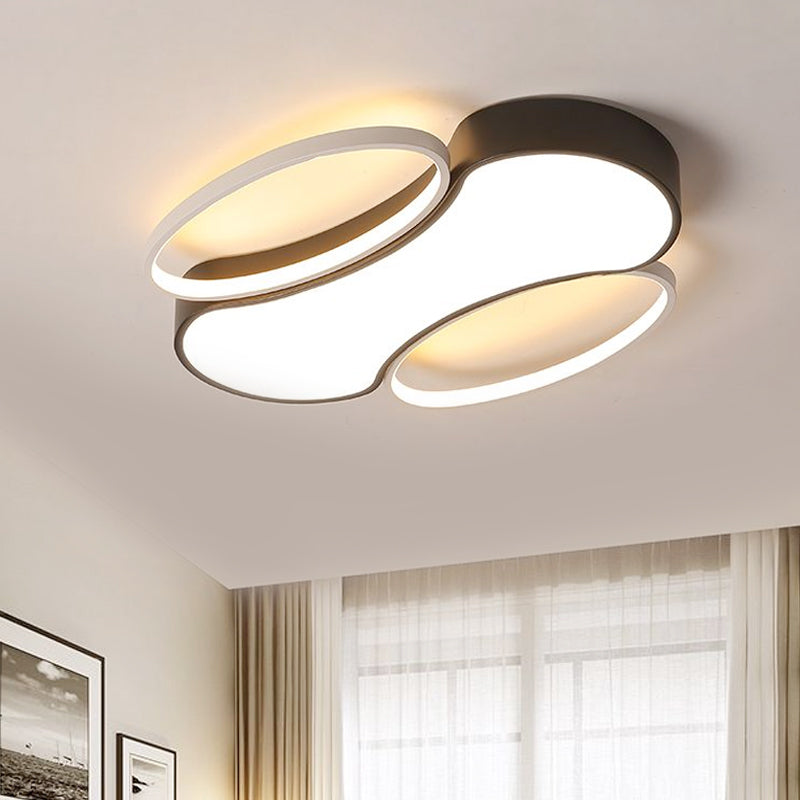 Bone Flush Mount Ceiling Light Modern Metal Black and White Led Living Room Ceiling Lamp, 19.5"/25.5" W Clearhalo 'Ceiling Lights' 'Close To Ceiling Lights' 'Close to ceiling' 'Flush mount' Lighting' 1434280