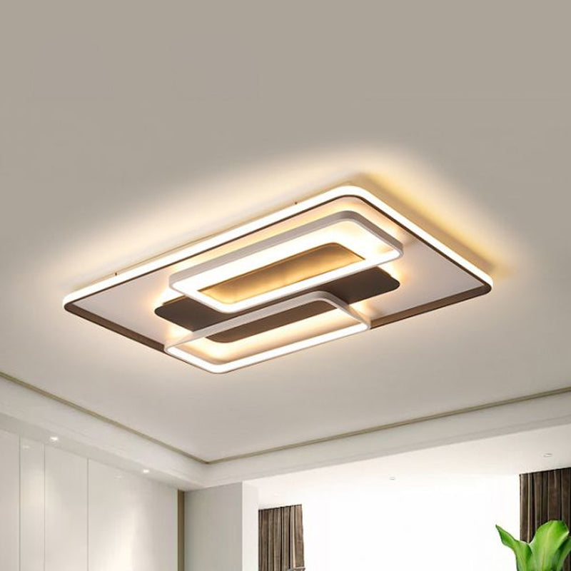 Black and White Geometric Flushmount Contemporary Metal Led Living Room Lighting in Warm/White Light, 18"/23.5"/35.5" W Clearhalo 'Ceiling Lights' 'Close To Ceiling Lights' 'Close to ceiling' 'Flush mount' Lighting' 1434282