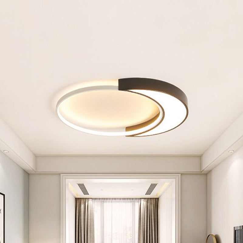 Modern Round Flush Lamp with Black and White Metal Shade Led Ceiling Flush Light in Warm/White, 19.5"/27" Wide Clearhalo 'Ceiling Lights' 'Close To Ceiling Lights' 'Close to ceiling' 'Flush mount' Lighting' 1434284