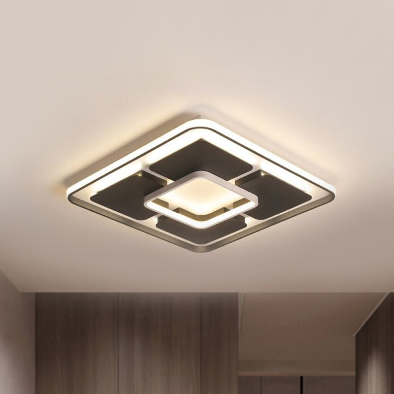 Square/Rectangle Flush Lighting Nordic Style Led Flush Mount Ceiling Light in Black and White, 18"/23.5"/35.5" W Clearhalo 'Ceiling Lights' 'Close To Ceiling Lights' 'Close to ceiling' 'Flush mount' Lighting' 1434285