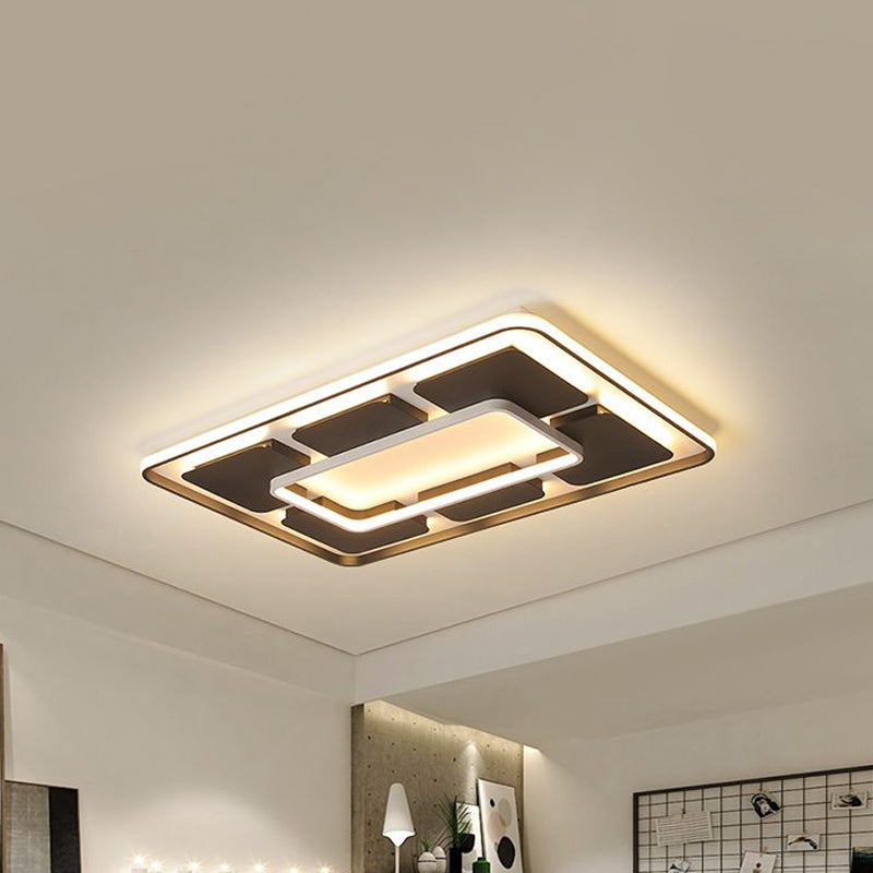 Square/Rectangle Flush Lighting Nordic Style Led Flush Mount Ceiling Light in Black and White, 18"/23.5"/35.5" W Clearhalo 'Ceiling Lights' 'Close To Ceiling Lights' 'Close to ceiling' 'Flush mount' Lighting' 1434286