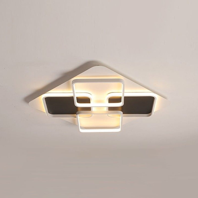 Led Multi Square Flush Light Warm/White Light Contemporary Metal Indoor Flushmount Light in Black and White, 18"/24.5"/34.5" W Clearhalo 'Ceiling Lights' 'Close To Ceiling Lights' 'Close to ceiling' 'Flush mount' Lighting' 1434301