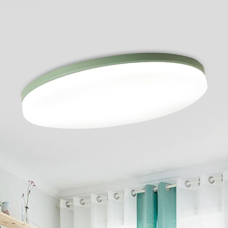 10"/15"/19" W Circular Flush Ceiling Lamp Macaron Metal Indoor Flush Lighting in Green/Pink/White/Yellow Clearhalo 'Ceiling Lights' 'Close To Ceiling Lights' 'Close to ceiling' 'Flush mount' Lighting' 1434311