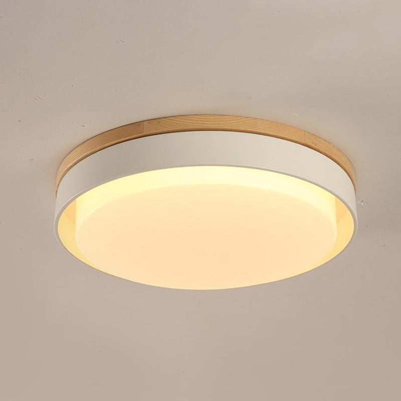 Blue/White/Yellow Round Flush Lighting Nordic Macaron Metal Led Ceiling Flushmount with Acrylic Shade, 12"/18.5" W Clearhalo 'Ceiling Lights' 'Close To Ceiling Lights' 'Close to ceiling' 'Flush mount' Lighting' 1434325