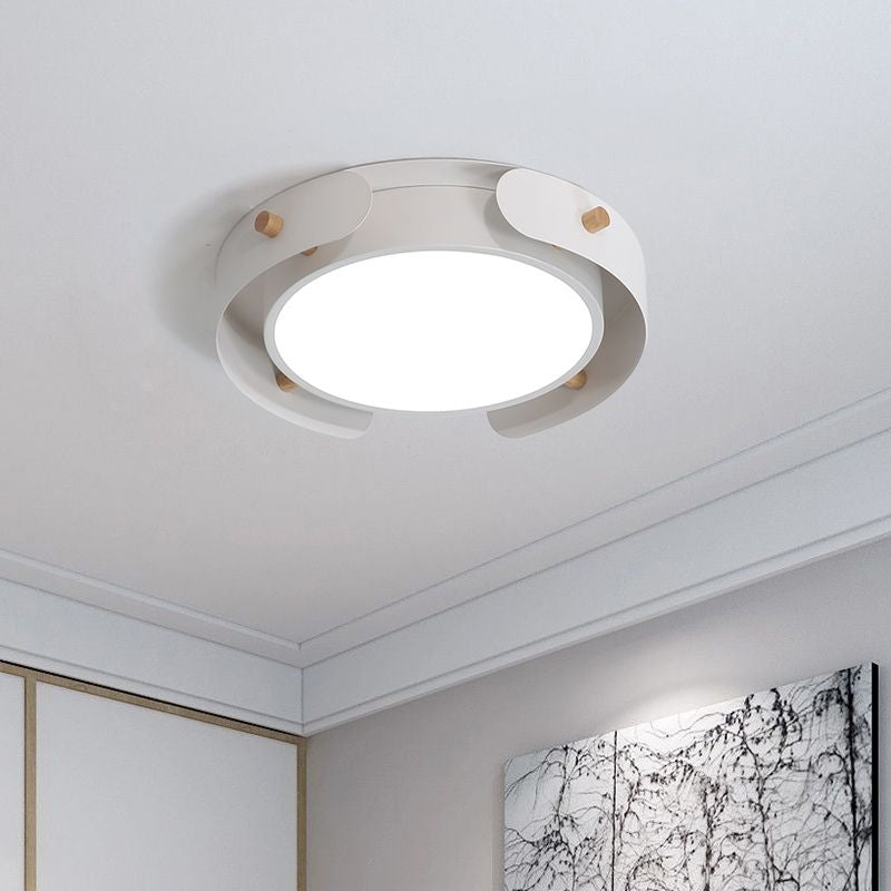 Nordic Style Round Ceiling Lamp Metal White/Brown Flush Mount Light with Diffuser, 16"/19.5" W Clearhalo 'Ceiling Lights' 'Close To Ceiling Lights' 'Close to ceiling' 'Flush mount' Lighting' 1434326