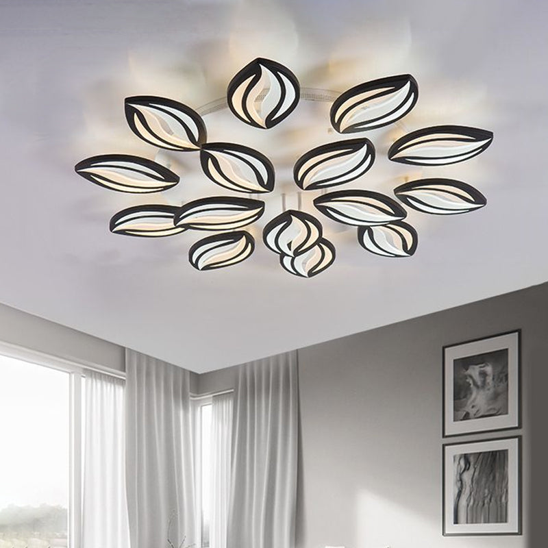 Acrylic Leaf Shape Flush Mount Light Modern Style LED Ceiling Light in Black for Hotel Shop Clearhalo 'Ceiling Lights' 'Close To Ceiling Lights' 'Close to ceiling' 'Semi-flushmount' Lighting' 1434343