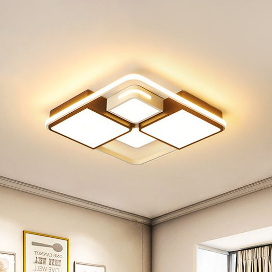 Square/Rectangle Ceiling Flushmount Warm/White Light Contemporary Led Flush Light Fixture in Black and White, 16"/19.5"/23.5"/35.5" W Clearhalo 'Ceiling Lights' 'Close To Ceiling Lights' 'Close to ceiling' 'Flush mount' Lighting' 1434345