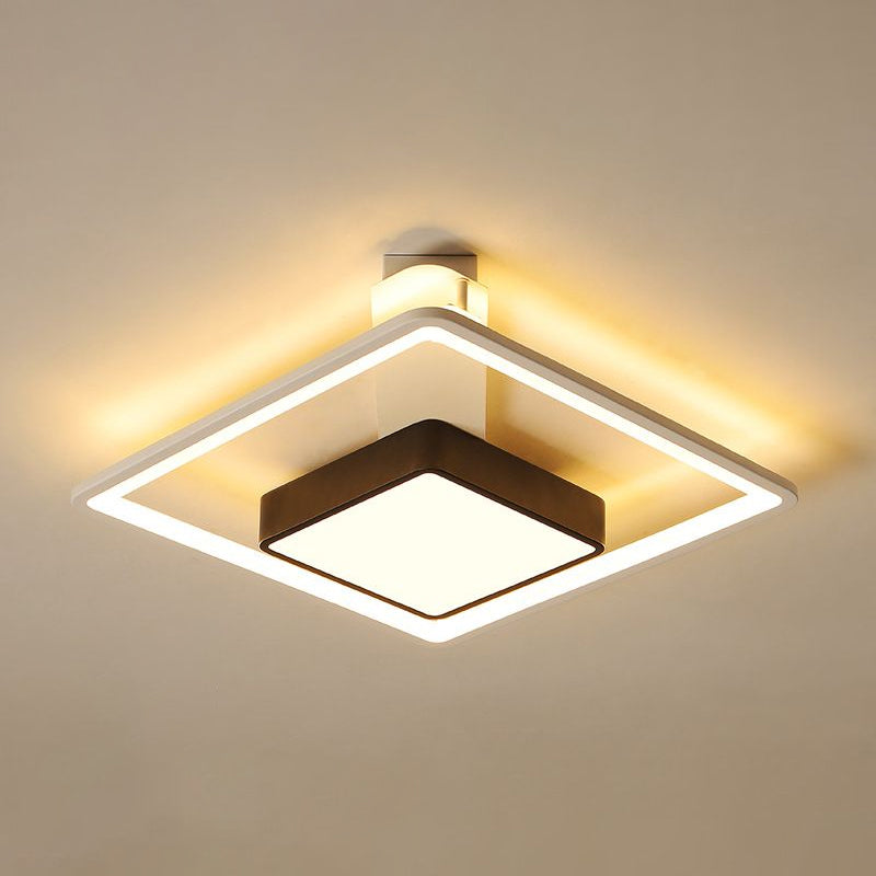 Modernism Square Ceiling Light Warm/White Light Metal Led Flush Mount Lighting in Black, 16"/19.5" Wide Clearhalo 'Ceiling Lights' 'Close To Ceiling Lights' 'Close to ceiling' 'Flush mount' Lighting' 1434365