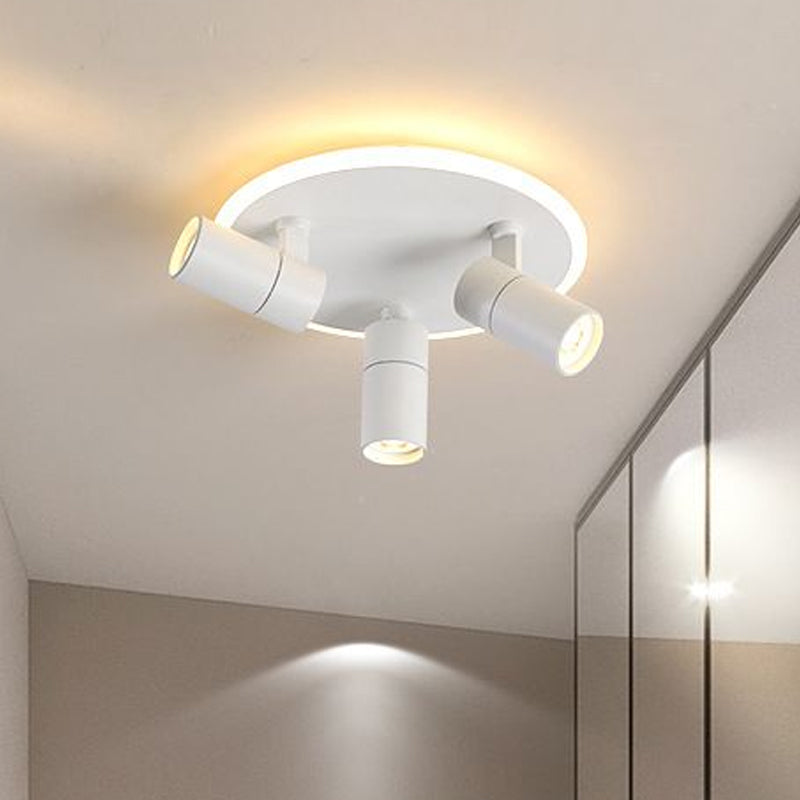 Rotatable Metal Circular Flush Mount Light Hallway Office 4 Heads Warm/White Lighting Spot Light in White Clearhalo 'Ceiling Lights' 'Close To Ceiling Lights' 'Close to ceiling' 'Semi-flushmount' Lighting' 1434366