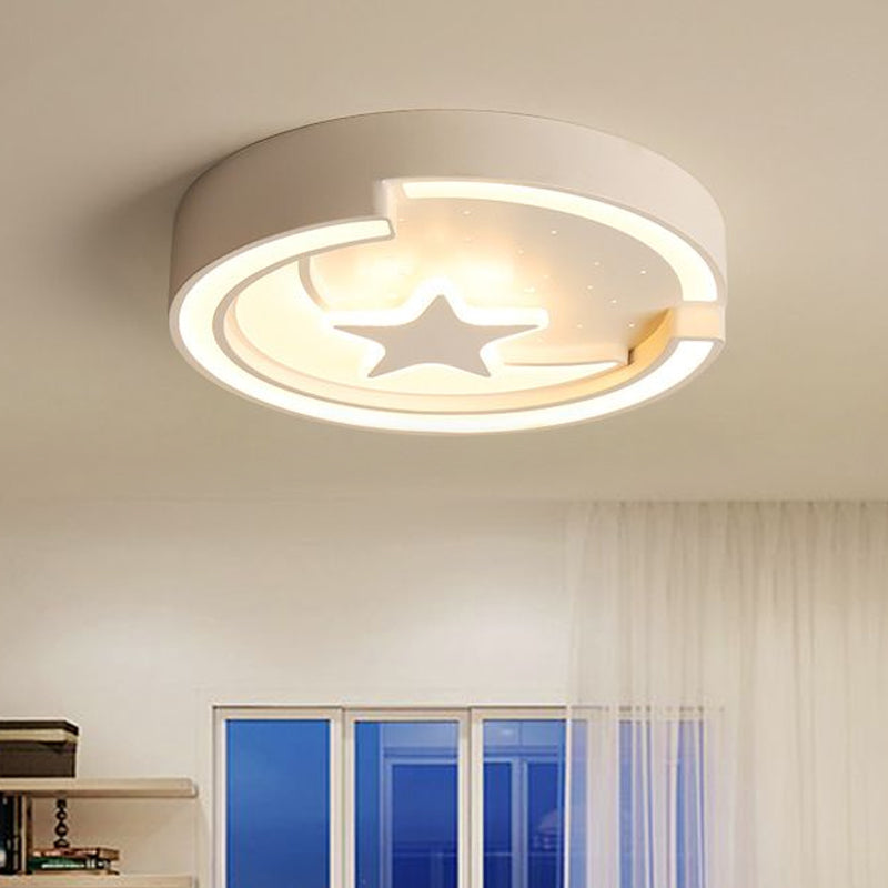 16"/19.5" W Contemporary Round Flushmount with Star Metal Led Indoor Flush Ceiling Light in White Clearhalo 'Ceiling Lights' 'Close To Ceiling Lights' 'Close to ceiling' 'Flush mount' Lighting' 1434367