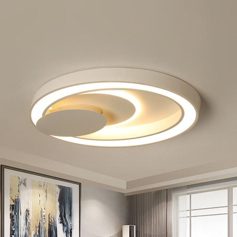 23"/27"/34.5" W White Oval Close to Ceiling Light Simplicity Metal Bedroom Led Flush Ceiling Lamp in Warm/White Clearhalo 'Ceiling Lights' 'Close To Ceiling Lights' 'Close to ceiling' 'Flush mount' Lighting' 1434372