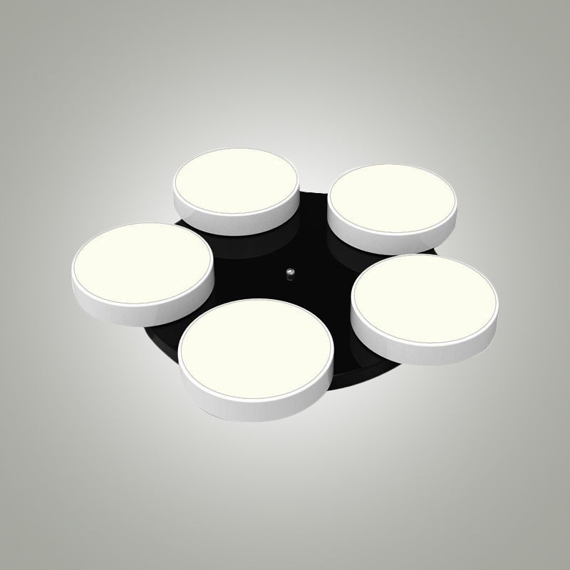 3/5/8/12 Heads Drum Flush Mount Light Modern Acrylic and Metal Ceiling Lamp in Black/White for Study Room Clearhalo 'Ceiling Lights' 'Close To Ceiling Lights' 'Close to ceiling' 'Semi-flushmount' Lighting' 1434389