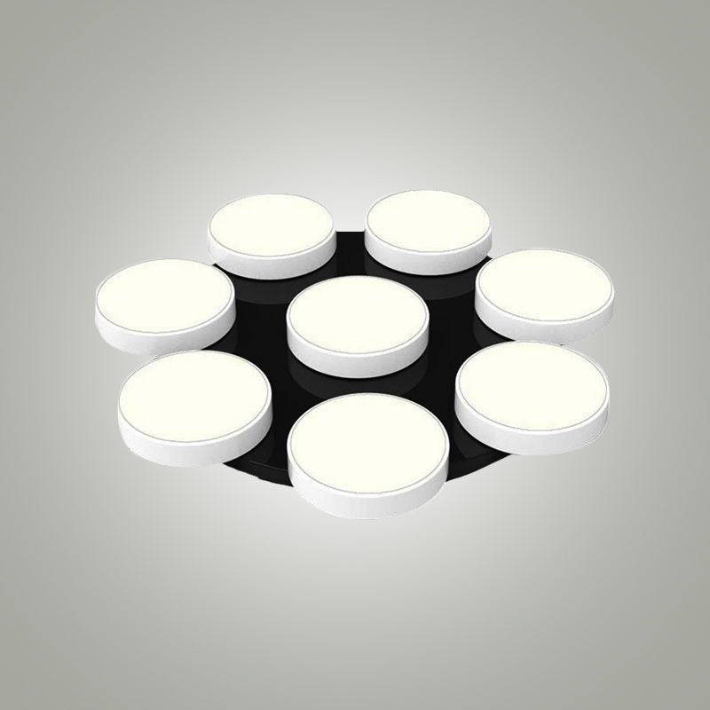 3/5/8/12 Heads Drum Flush Mount Light Modern Acrylic and Metal Ceiling Lamp in Black/White for Study Room Clearhalo 'Ceiling Lights' 'Close To Ceiling Lights' 'Close to ceiling' 'Semi-flushmount' Lighting' 1434390