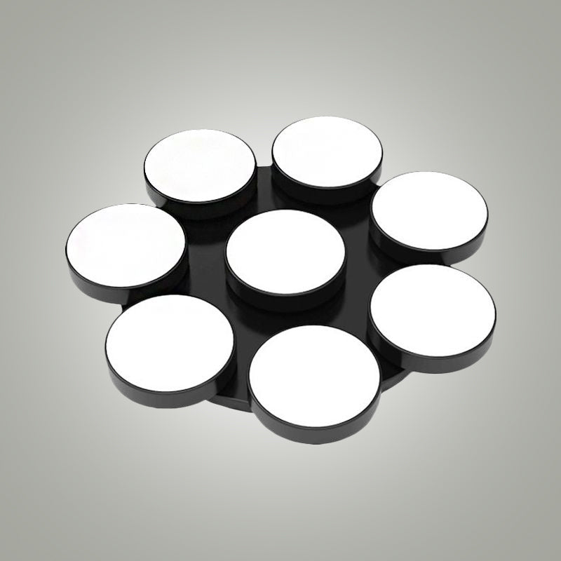 3/5/8/12 Heads Drum Flush Mount Light Modern Acrylic and Metal Ceiling Lamp in Black/White for Study Room Clearhalo 'Ceiling Lights' 'Close To Ceiling Lights' 'Close to ceiling' 'Semi-flushmount' Lighting' 1434394