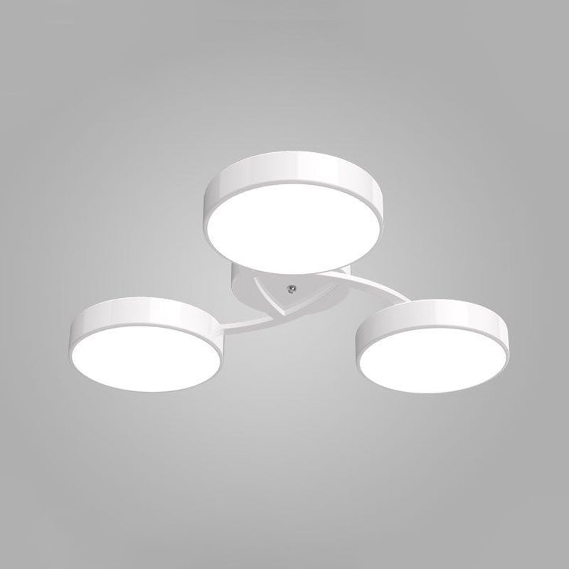 Black/White Drum Shade Ceiling Light 3/6/9 Heads Nordic Style Acrylic Semi Ceiling Mount Light for Living Room Clearhalo 'Ceiling Lights' 'Close To Ceiling Lights' 'Close to ceiling' 'Semi-flushmount' Lighting' 1434404