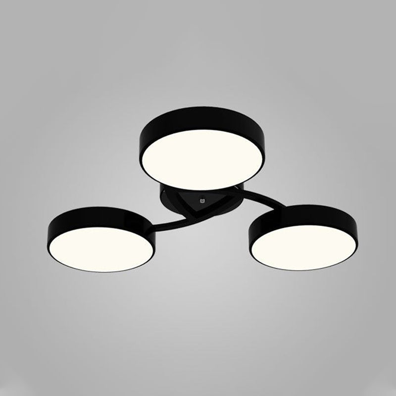 Black/White Drum Shade Ceiling Light 3/6/9 Heads Nordic Style Acrylic Semi Ceiling Mount Light for Living Room Clearhalo 'Ceiling Lights' 'Close To Ceiling Lights' 'Close to ceiling' 'Semi-flushmount' Lighting' 1434405