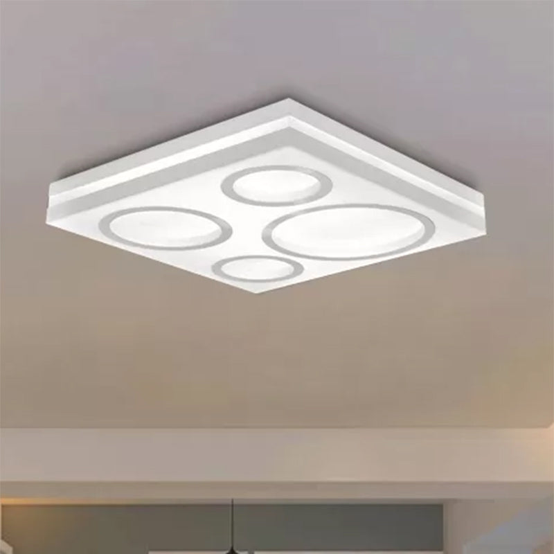 Modern Square LED Ceiling Mount Light with Circular Pattern Acrylic White Finish Ceiling Fixture for Living Room Bedroom Clearhalo 'Ceiling Lights' 'Close To Ceiling Lights' 'Close to ceiling' 'Flush mount' Lighting' 1434425