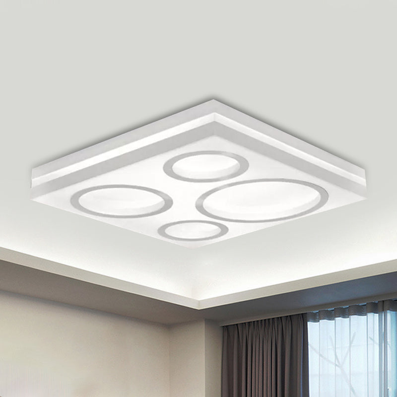 Modern Square LED Ceiling Mount Light with Circular Pattern Acrylic White Finish Ceiling Fixture for Living Room Bedroom Clearhalo 'Ceiling Lights' 'Close To Ceiling Lights' 'Close to ceiling' 'Flush mount' Lighting' 1434426