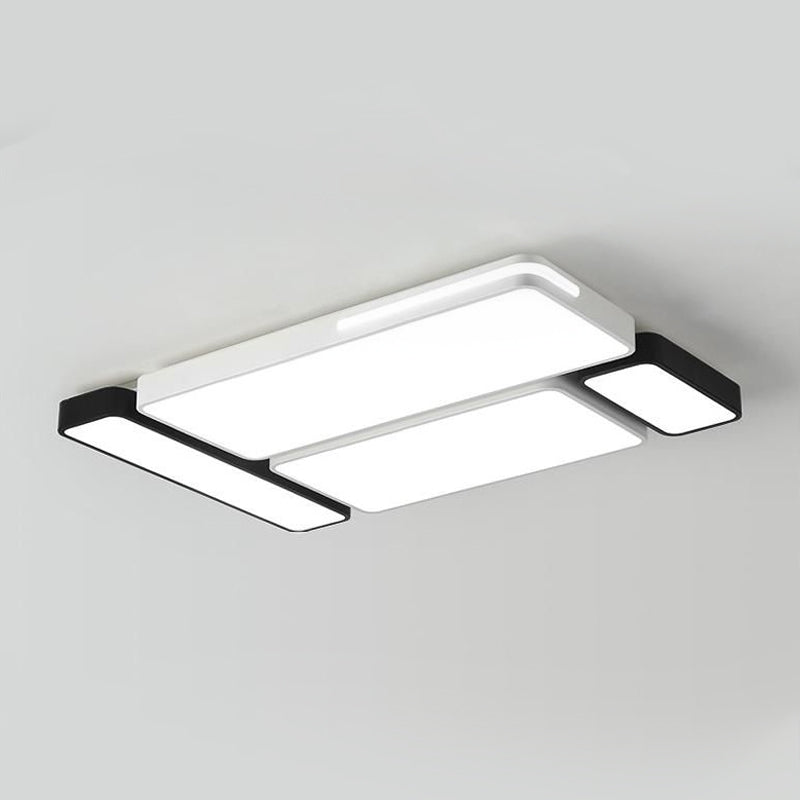 Simple Rectangle Ceiling Mount Light Acrylic Slim LED Ceiling Lamp in Black and White/White for Study Room Clearhalo 'Ceiling Lights' 'Close To Ceiling Lights' 'Close to ceiling' 'Flush mount' Lighting' 1434440