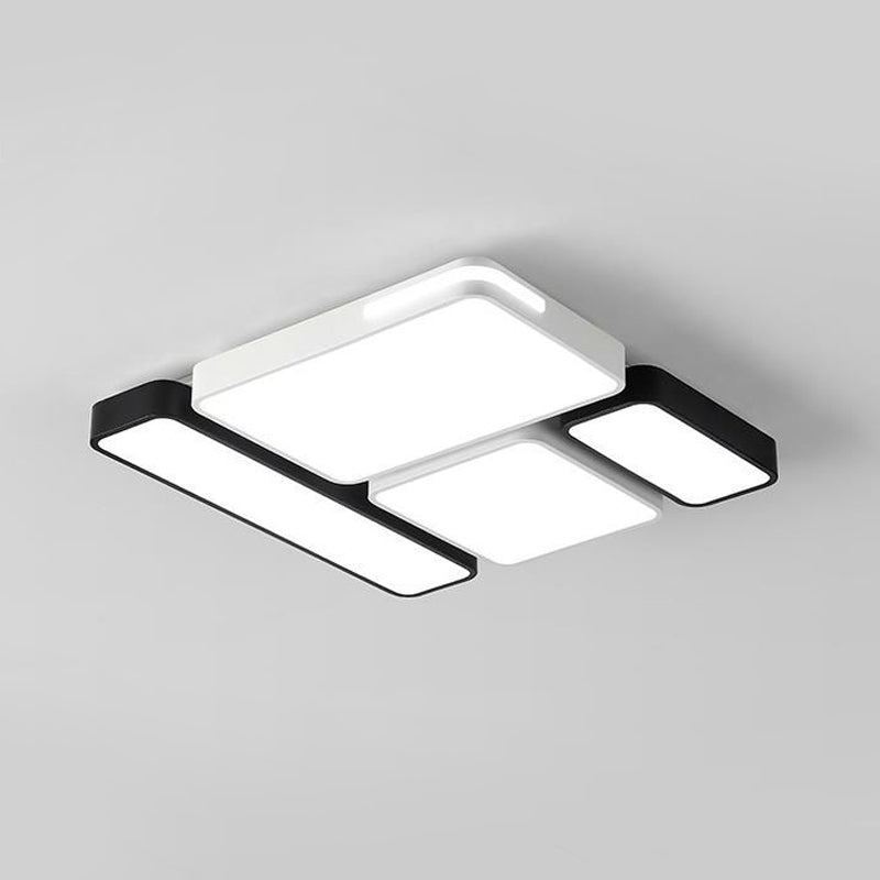 Simple Rectangle Ceiling Mount Light Acrylic Slim LED Ceiling Lamp in Black and White/White for Study Room Clearhalo 'Ceiling Lights' 'Close To Ceiling Lights' 'Close to ceiling' 'Flush mount' Lighting' 1434442