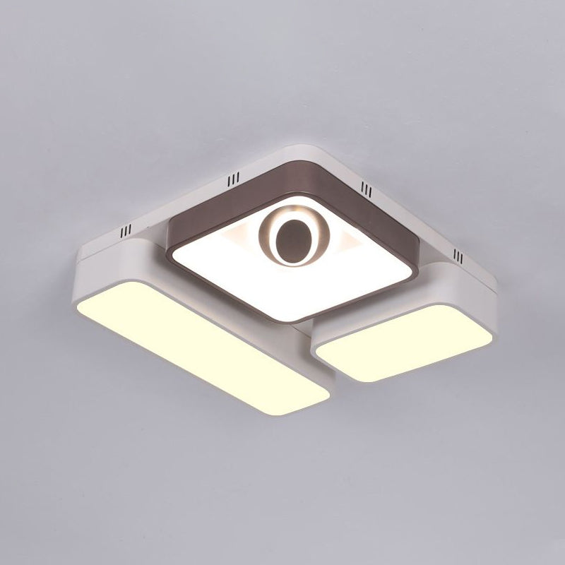 Modern White LED Flush Mount Light with Rectangle and Square Shade Acrylic Ceiling Lamp for Living Room Clearhalo 'Ceiling Lights' 'Close To Ceiling Lights' 'Close to ceiling' 'Flush mount' Lighting' 1434458