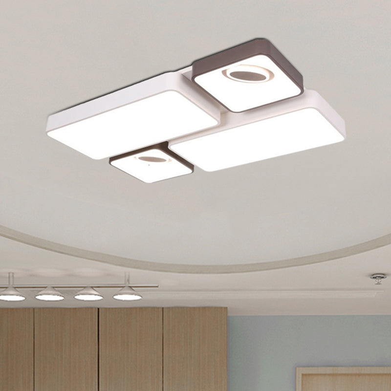 Modern White LED Flush Mount Light with Rectangle and Square Shade Acrylic Ceiling Lamp for Living Room Clearhalo 'Ceiling Lights' 'Close To Ceiling Lights' 'Close to ceiling' 'Flush mount' Lighting' 1434459