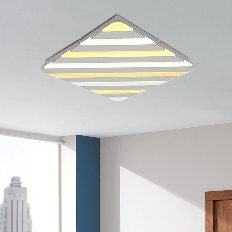 Simple White Flush Ceiling Light with Stripe Pattern Acrylic LED Ceiling Lamp for Dining Room Clearhalo 'Ceiling Lights' 'Close To Ceiling Lights' 'Close to ceiling' 'Flush mount' Lighting' 1434470