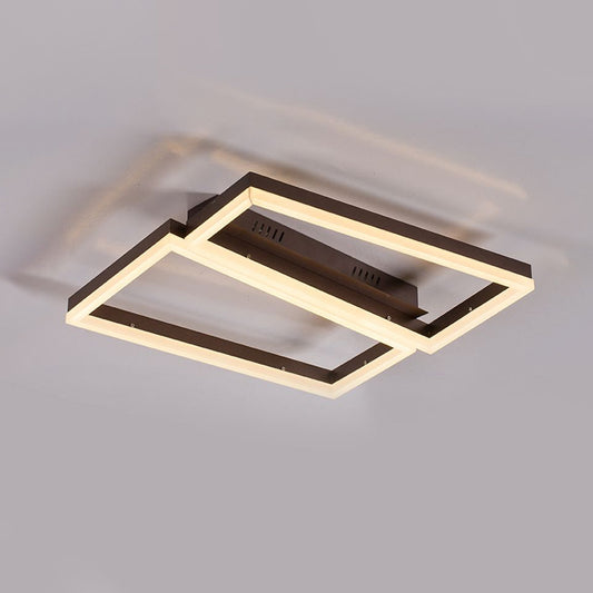 Brown Square Flush Mount Lighting Contemporary Metallic Indoor Led Lighting for Living Room Clearhalo 'Ceiling Lights' 'Close To Ceiling Lights' 'Close to ceiling' 'Flush mount' Lighting' 1434482