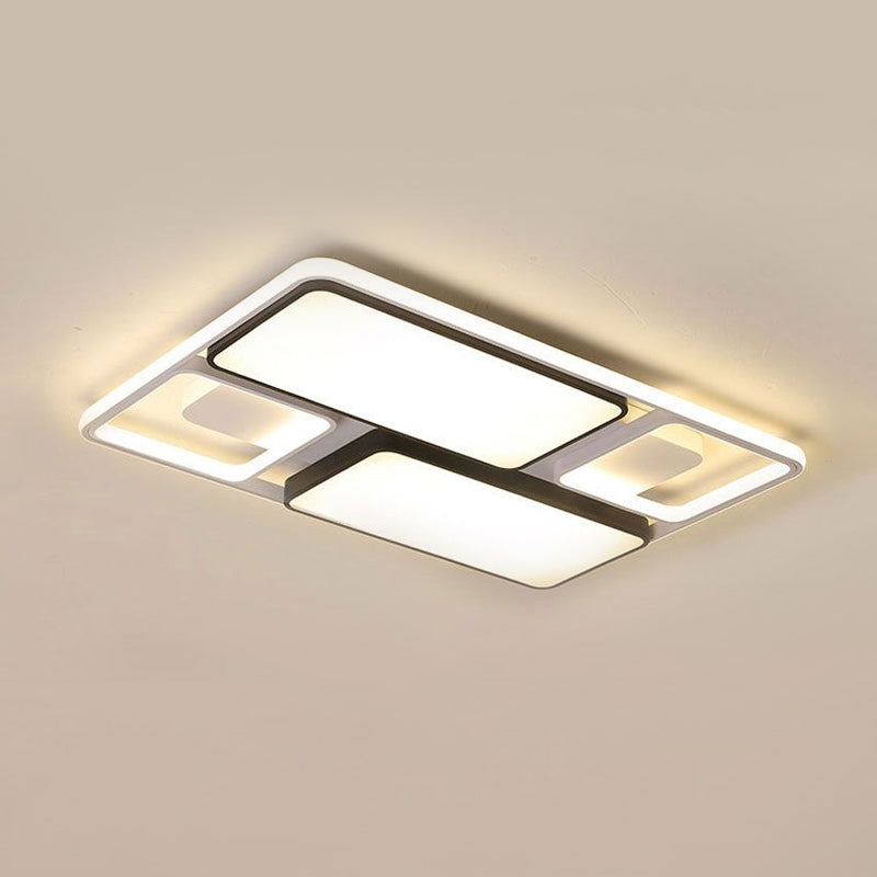 Square/Rectangle Flush Mount Ceiling Light Contemporary Led Flush Lighting in Black/White, 19.5"/45" Wide Clearhalo 'Ceiling Lights' 'Close To Ceiling Lights' 'Close to ceiling' 'Flush mount' Lighting' 1434483