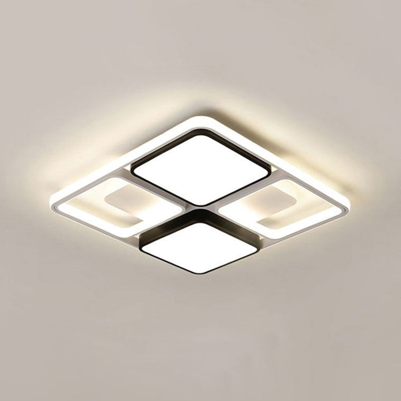 Square/Rectangle Flush Mount Ceiling Light Contemporary Led Flush Lighting in Black/White, 19.5"/45" Wide Clearhalo 'Ceiling Lights' 'Close To Ceiling Lights' 'Close to ceiling' 'Flush mount' Lighting' 1434484