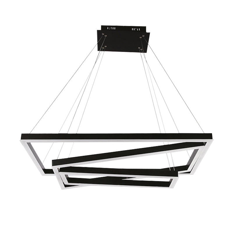 Square/Rectangular Acrylic Chandelier Pendant Simple LED 3/5 Lights Brown Ceiling Lighting Fixture Clearhalo 'Ceiling Lights' 'Chandeliers' 'Modern Chandeliers' 'Modern' Lighting' 143453