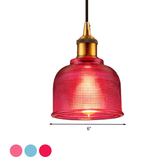 Traditional Stylish Hanging Lamp Cup Shade 1 Head Grid Glass Pendant Light for Living Room Cafe Clearhalo 'Ceiling Lights' 'Glass shade' 'Glass' 'Modern Pendants' 'Modern' 'Pendant Lights' 'Pendants' Lighting' 1434531