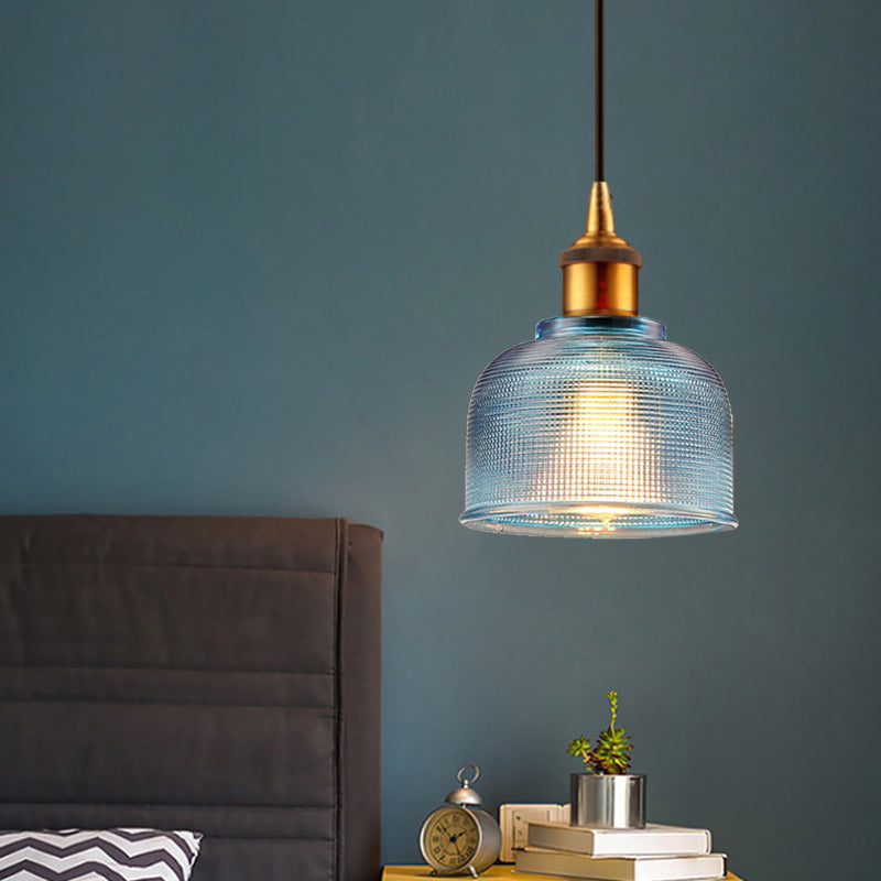 Traditional Stylish Hanging Lamp Cup Shade 1 Head Grid Glass Pendant Light for Living Room Cafe Clearhalo 'Ceiling Lights' 'Glass shade' 'Glass' 'Modern Pendants' 'Modern' 'Pendant Lights' 'Pendants' Lighting' 1434533