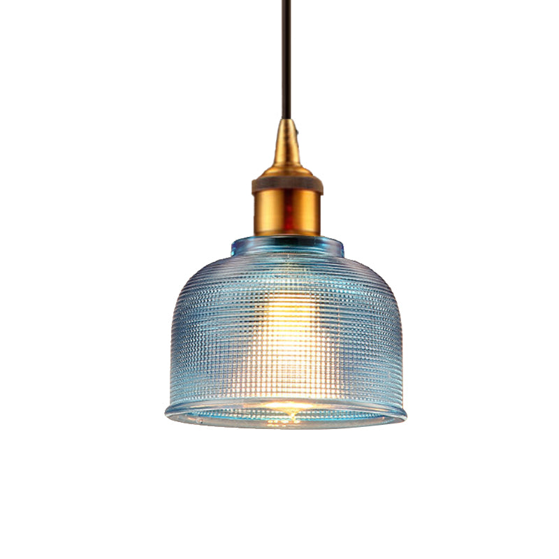 Traditional Stylish Hanging Lamp Cup Shade 1 Head Grid Glass Pendant Light for Living Room Cafe Clearhalo 'Ceiling Lights' 'Glass shade' 'Glass' 'Modern Pendants' 'Modern' 'Pendant Lights' 'Pendants' Lighting' 1434534