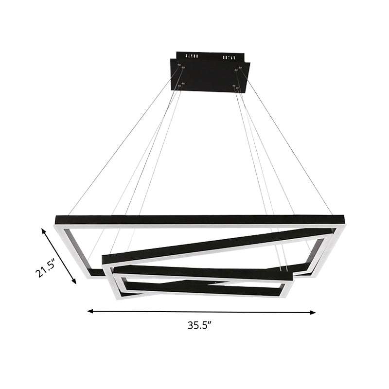 Square/Rectangular Acrylic Chandelier Pendant Simple LED 3/5 Lights Brown Ceiling Lighting Fixture Clearhalo 'Ceiling Lights' 'Chandeliers' 'Modern Chandeliers' 'Modern' Lighting' 143454