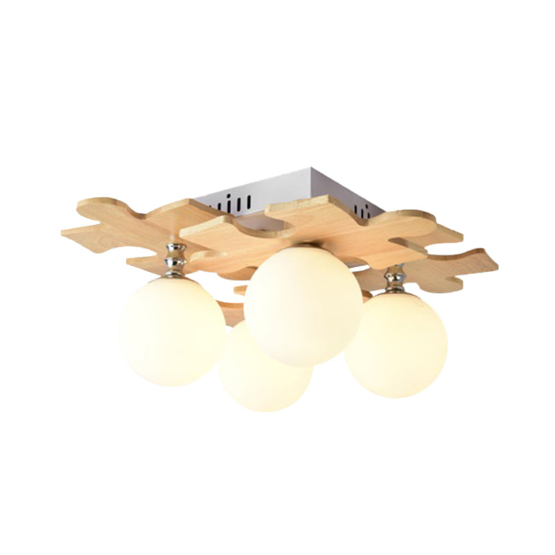 Dining Table Globe Flush Mount Light Opal Glass 4 Lights Modern White LED Ceiling Lamp Clearhalo 'Ceiling Lights' 'Close To Ceiling Lights' 'Close to ceiling' 'Semi-flushmount' Lighting' 1434550